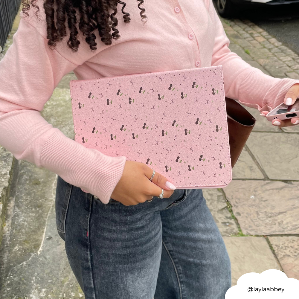 Ditsy Bows & Cherries Pink iPad Case