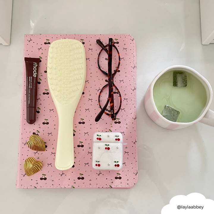 Ditsy Bows & Cherries Pink iPad Case