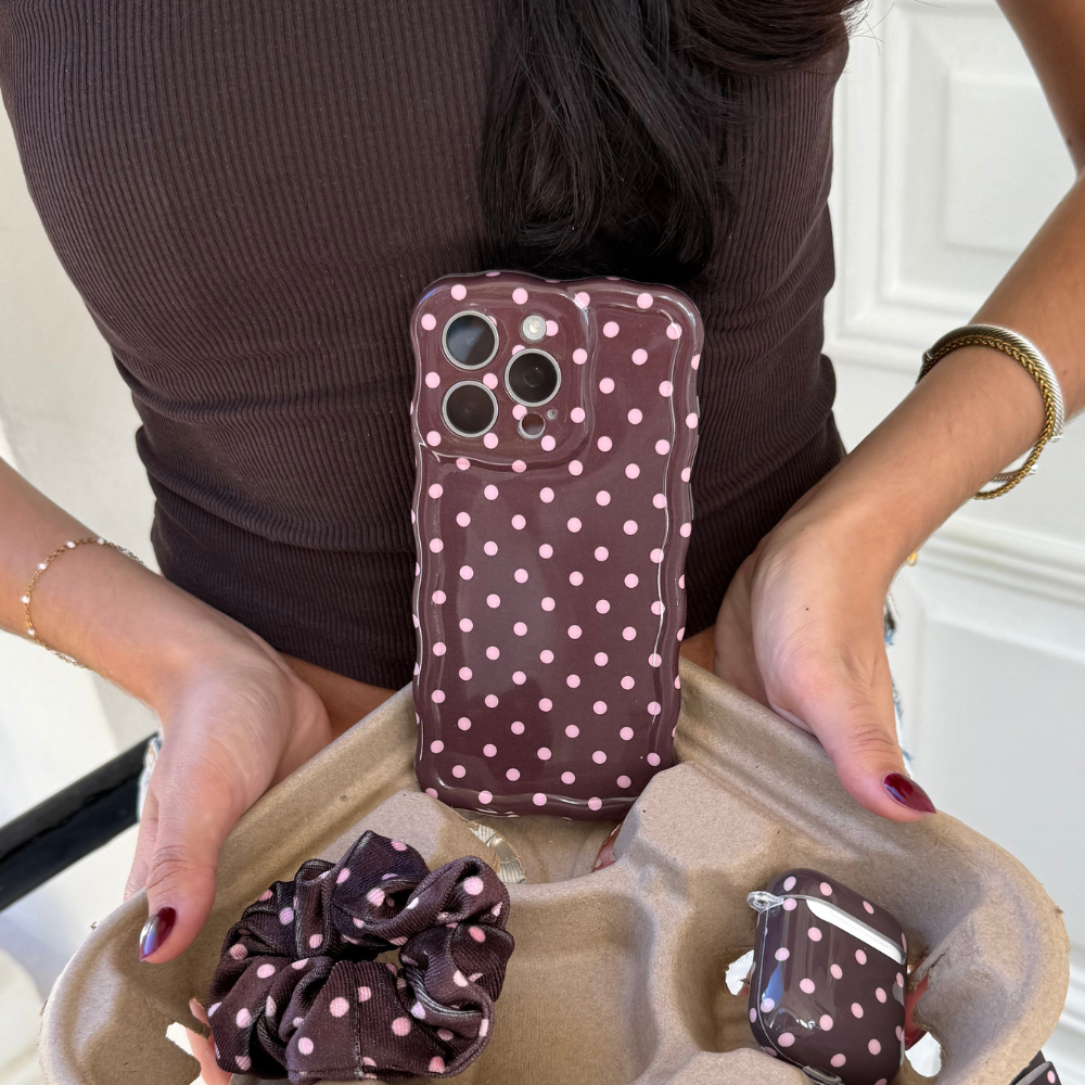 Wavy Phone Case - Brown Polka Dot