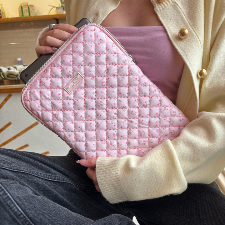 Quilted Ditsy Floral Pink iPad Sleeve