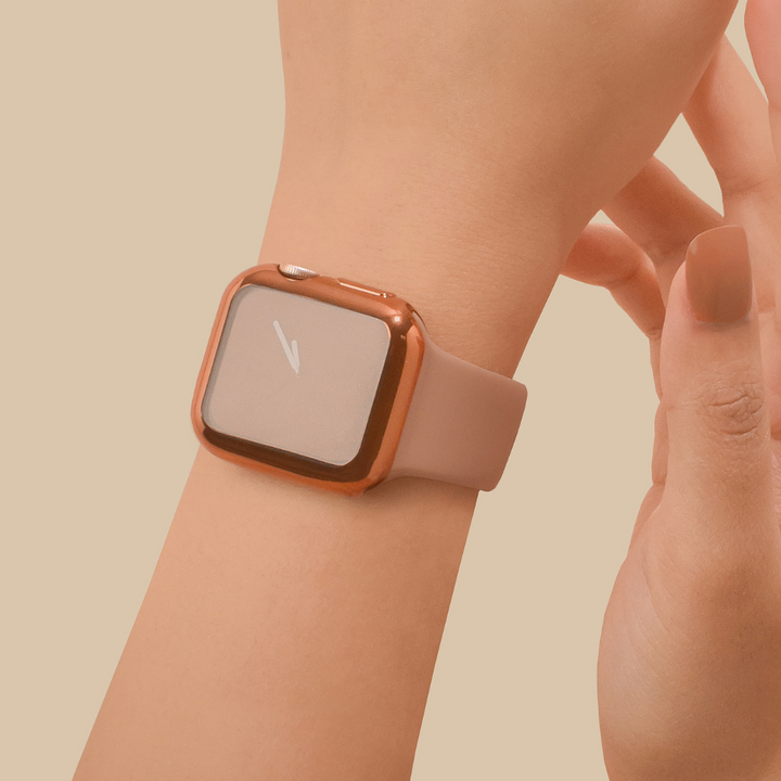 2-in-1 Metallic Apple Watch Case & Built-In Screen Protector - Rose Gold