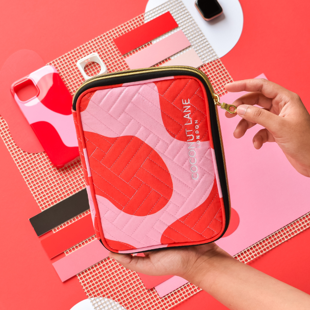 Watch Strap Travel Case - Abstract Pink & Red