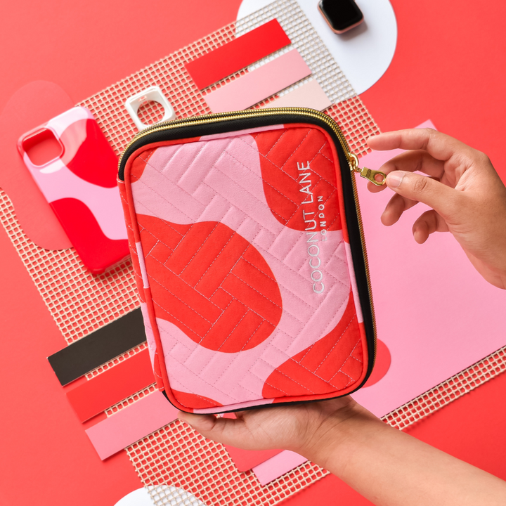 Watch Strap Travel Case - Abstract Pink & Red