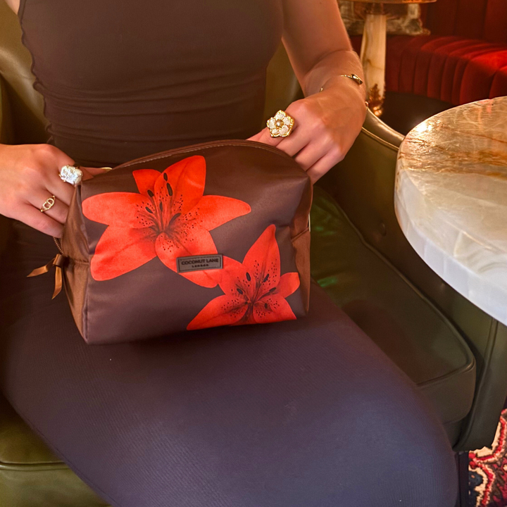 Satin Quilted Makeup Bag - Cinnamon Lily