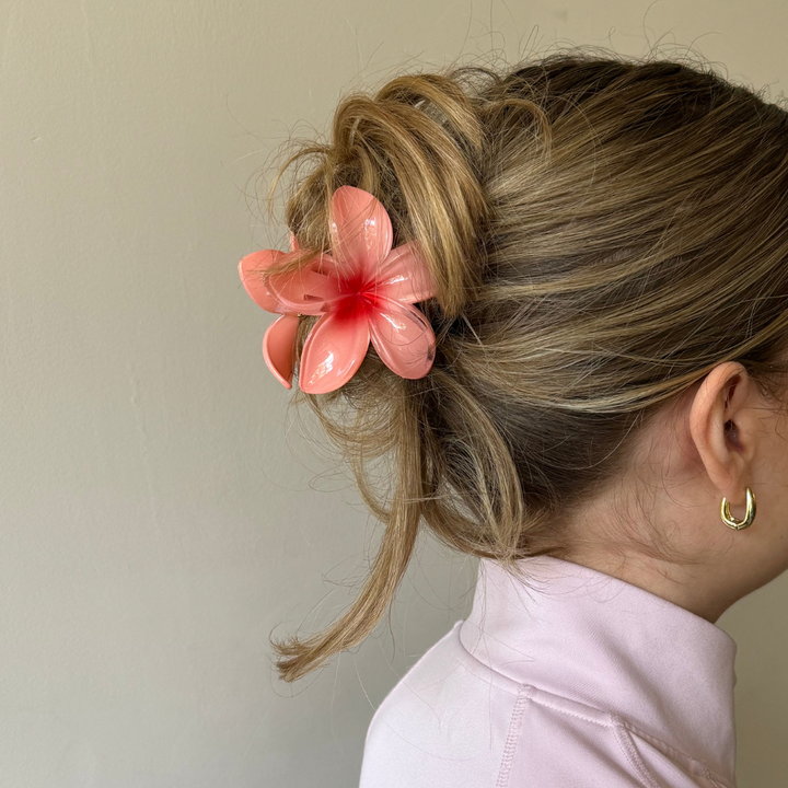 Tropical Flower Claw Clip - Coral