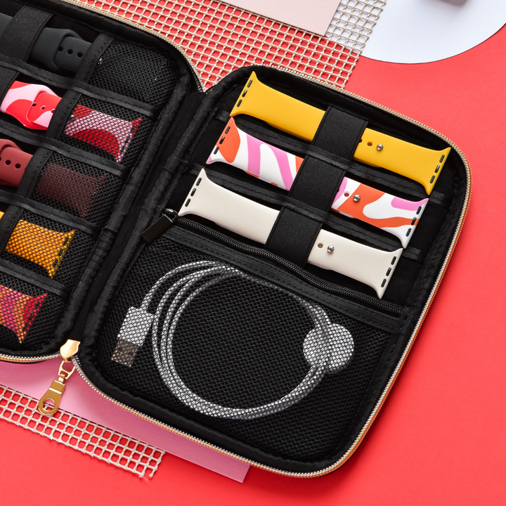 Watch Strap Travel Case - Abstract Pink & Red