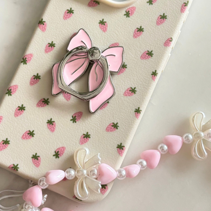 Adhesive Phone Ring - Pink Bow