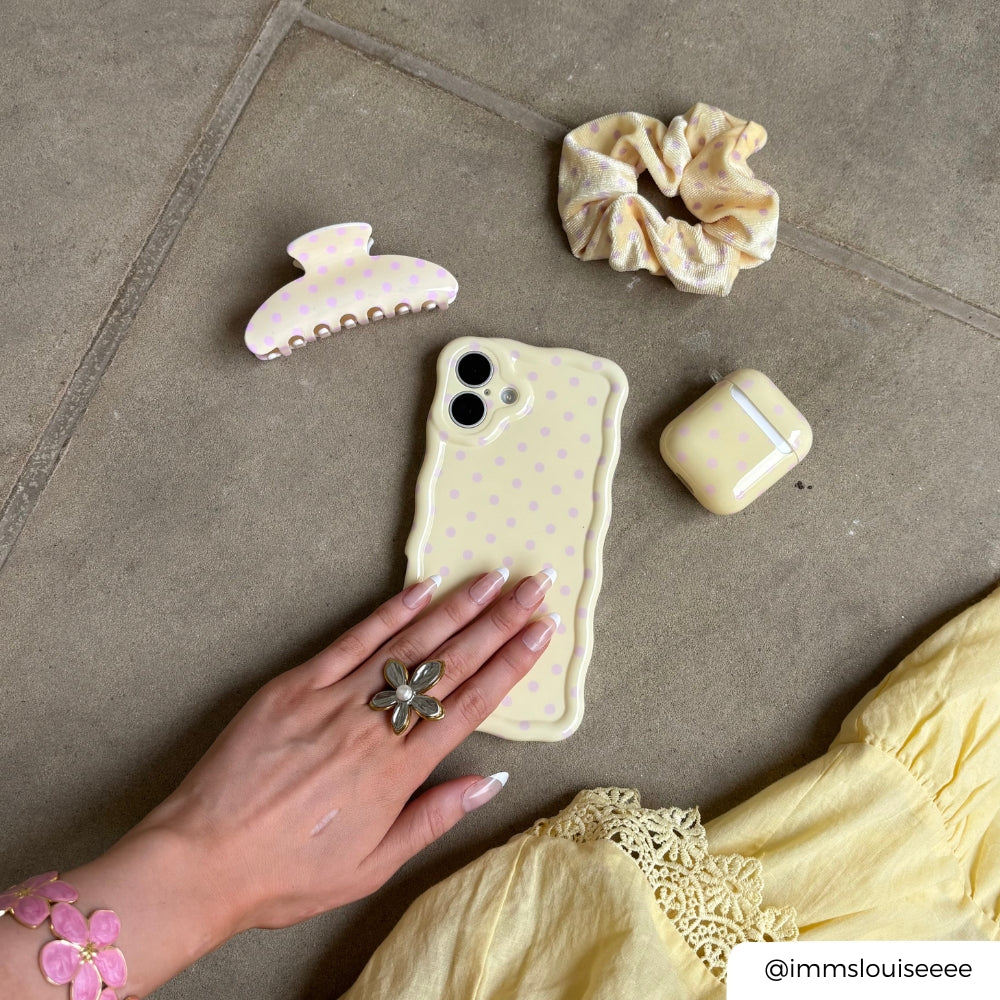 Group shot of all Butter Blush items together on concrete. 
