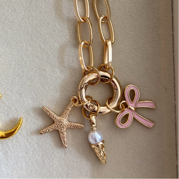 Starfish Charm on Gold Phone Strap