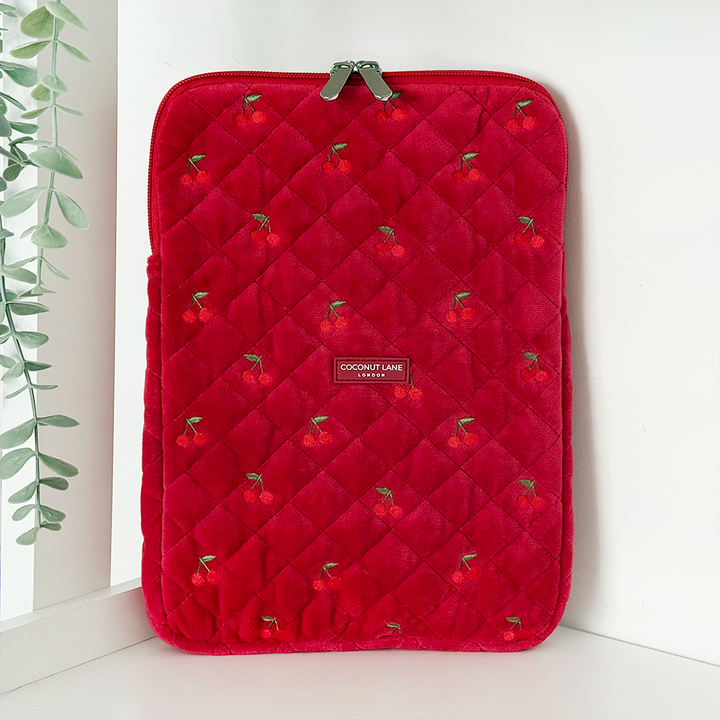 Quilted Cherry Velvet iPad Sleeve