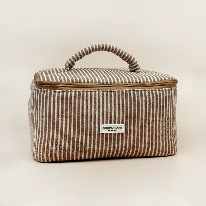 Travel Towel Vanity Case - Chestnut Stripes