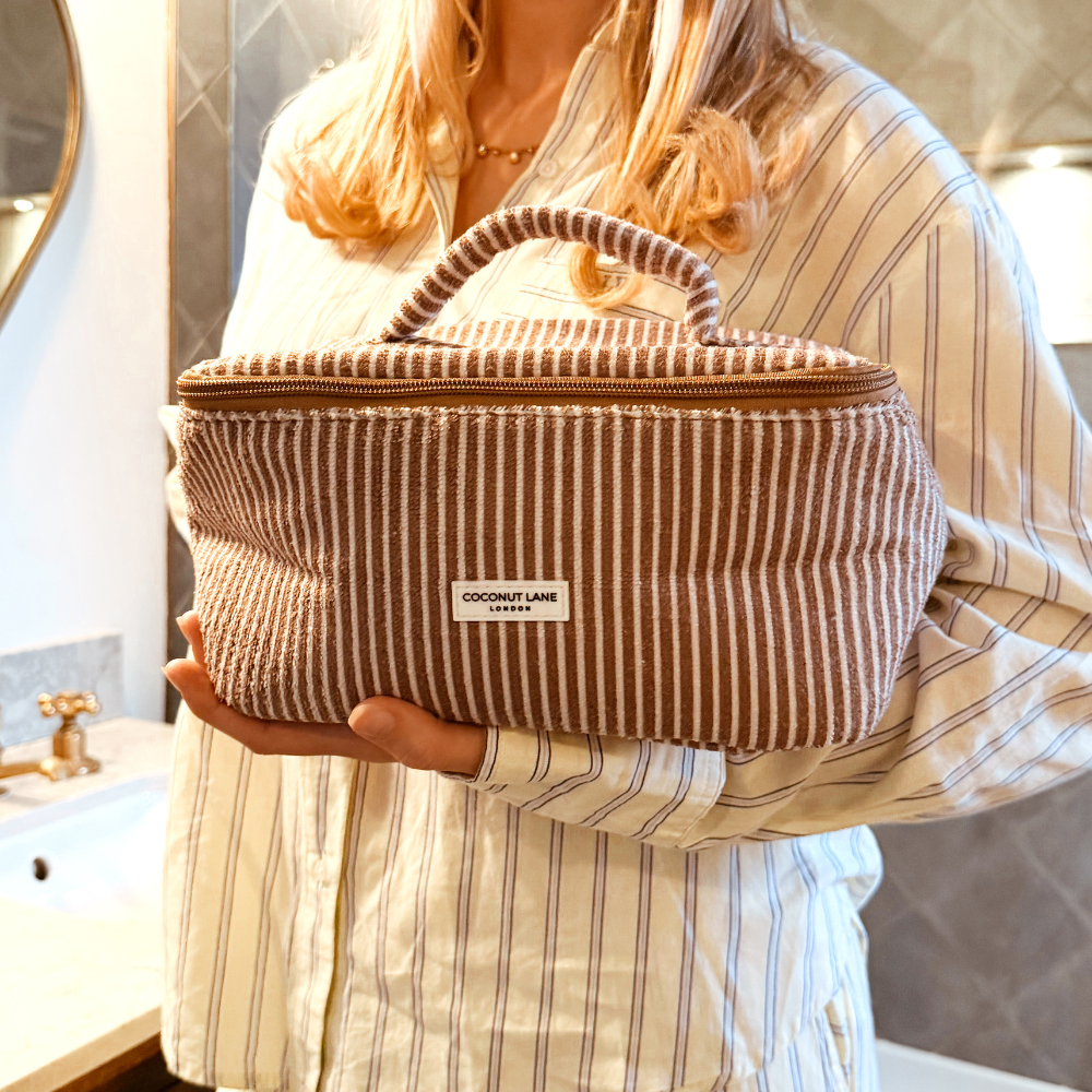 Travel Towel Vanity Case - Chestnut Stripes