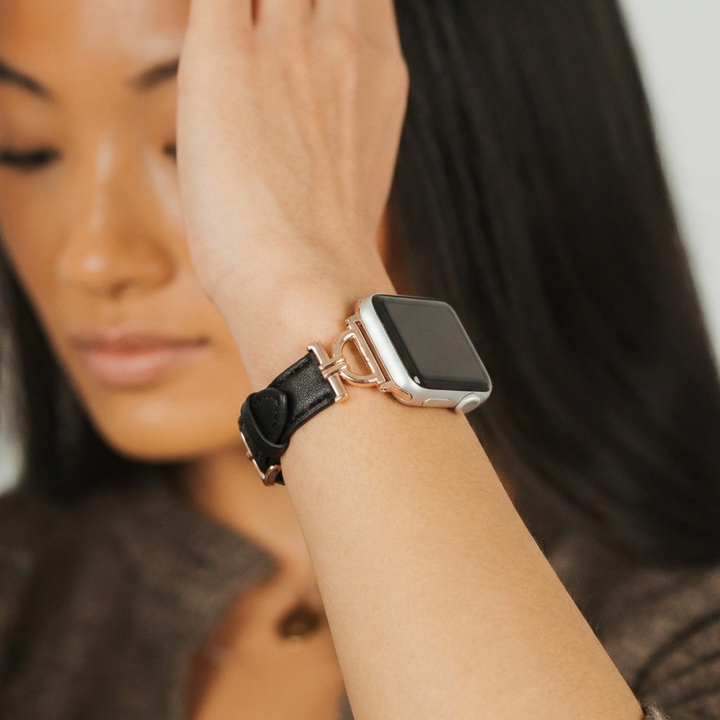 Vegan PU Leather Apple Watch Strap - Kohl Black