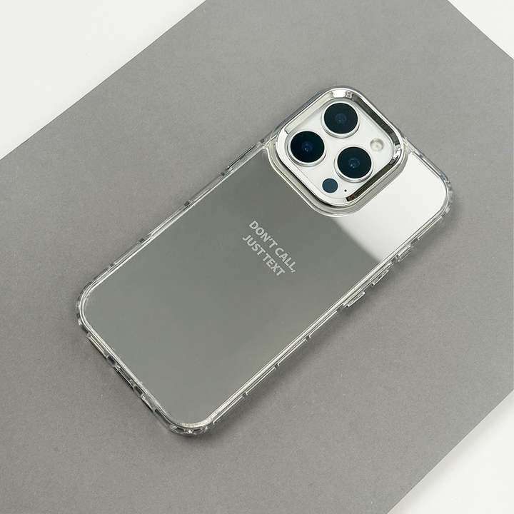 Mirror effect phone case with motivational slogan printed onto the mirror.