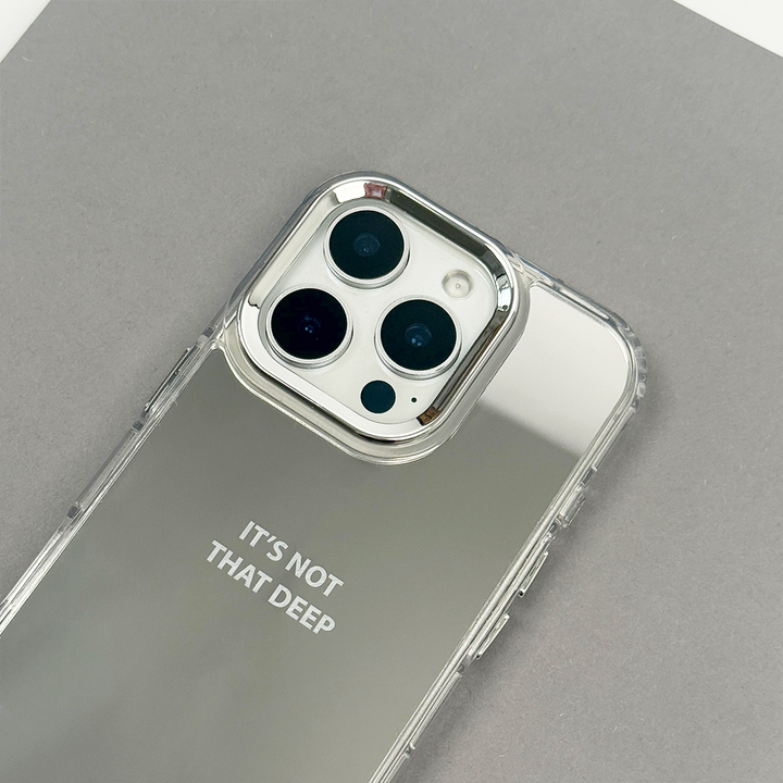 Mirror effect phone case with motivational slogan printed onto the mirror.