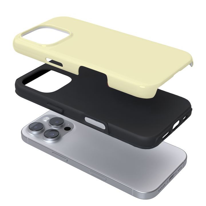 Expanded view of a yellow phone case  on a white background
