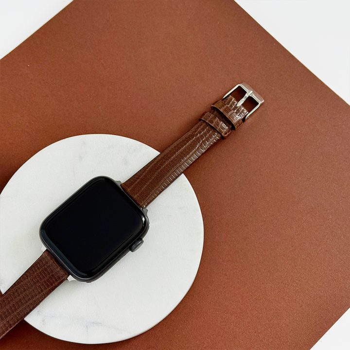 Vegan Textured PU Leather Apple Watch Strap - Chocolate