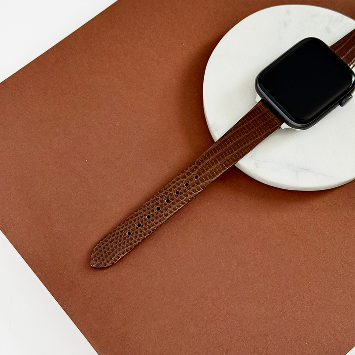 Vegan Textured PU Leather Apple Watch Strap - Chocolate