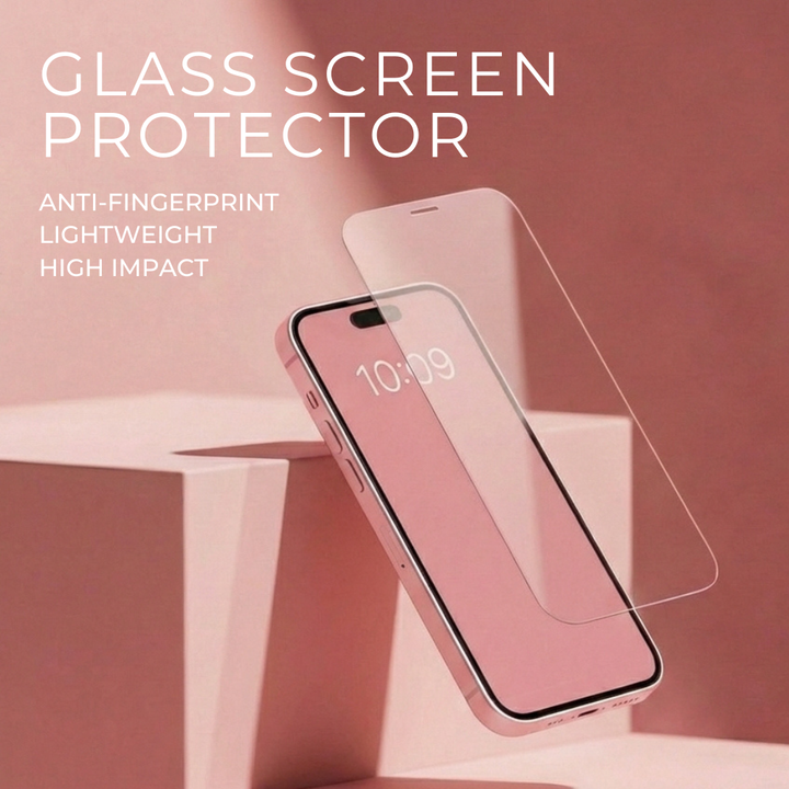 Glass Screen Protector being applied to pink phone