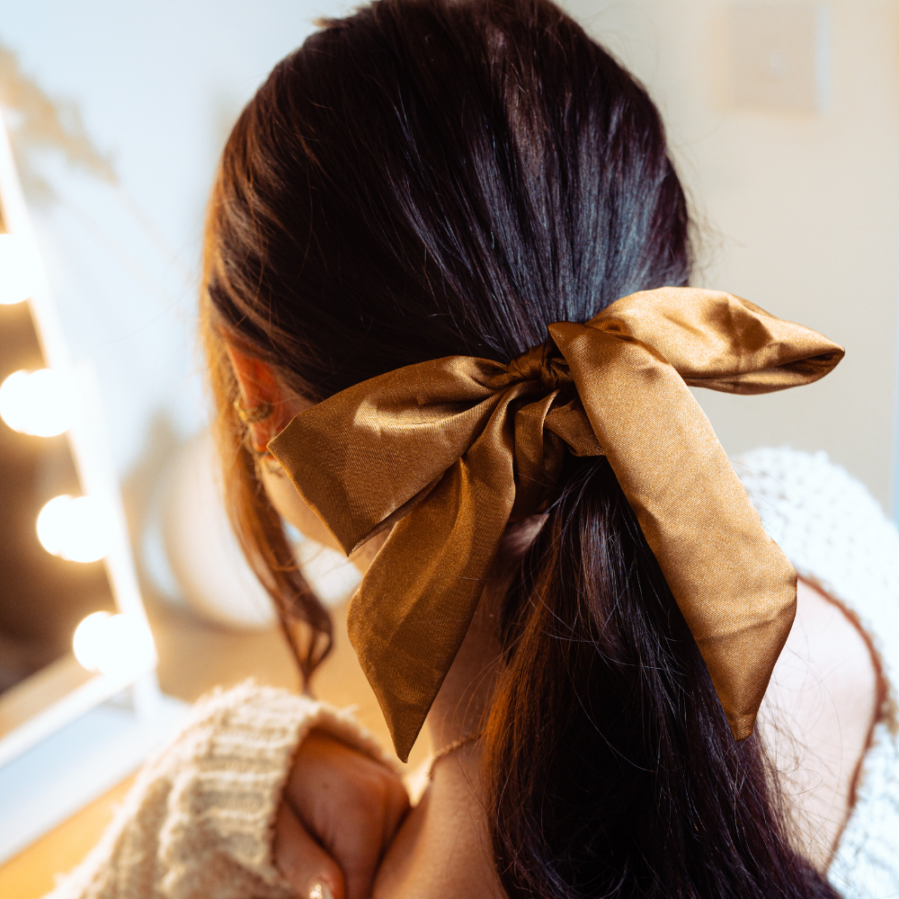Neutral Satin Bow Scrunchie Bundle