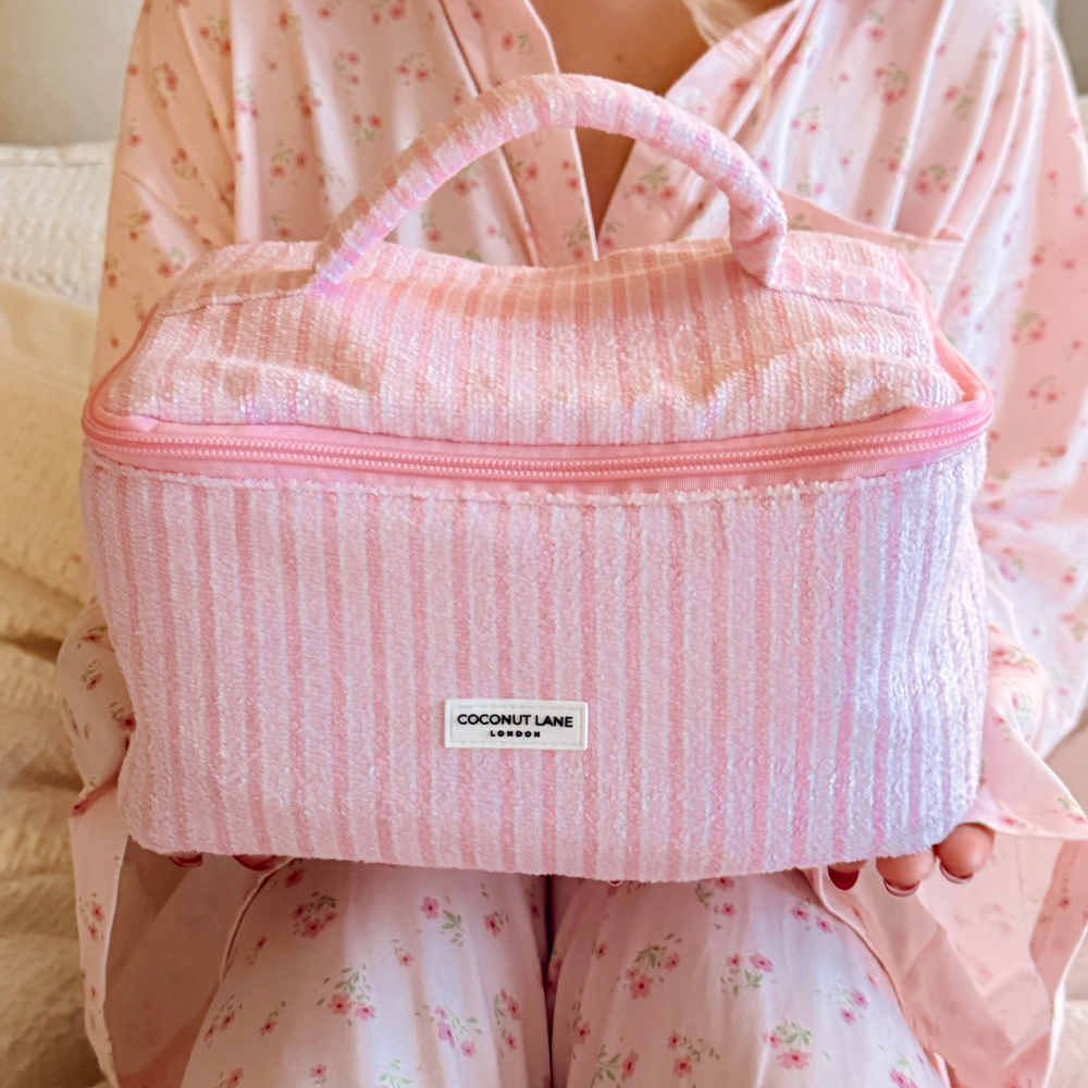 Close up of Powder Stripes Vanity Case