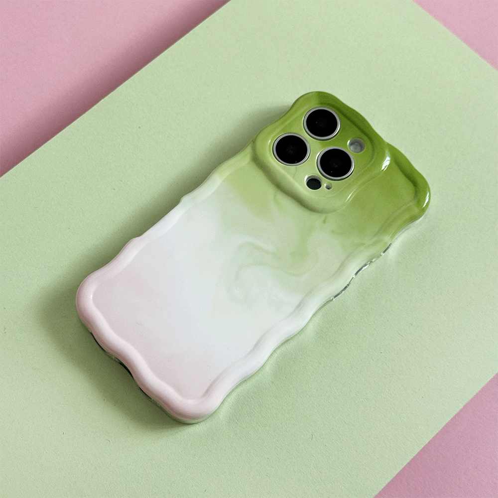 Green and pink ombre effect Phone Case. Colour fades from green at the top into white, into pink. 