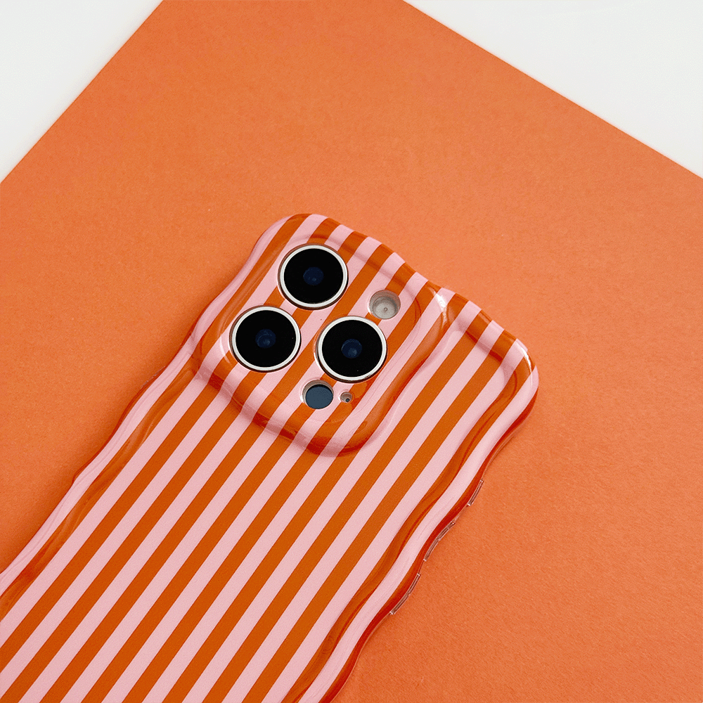 Orange and pink stripe Phone Case for iPhone with wavy edges.