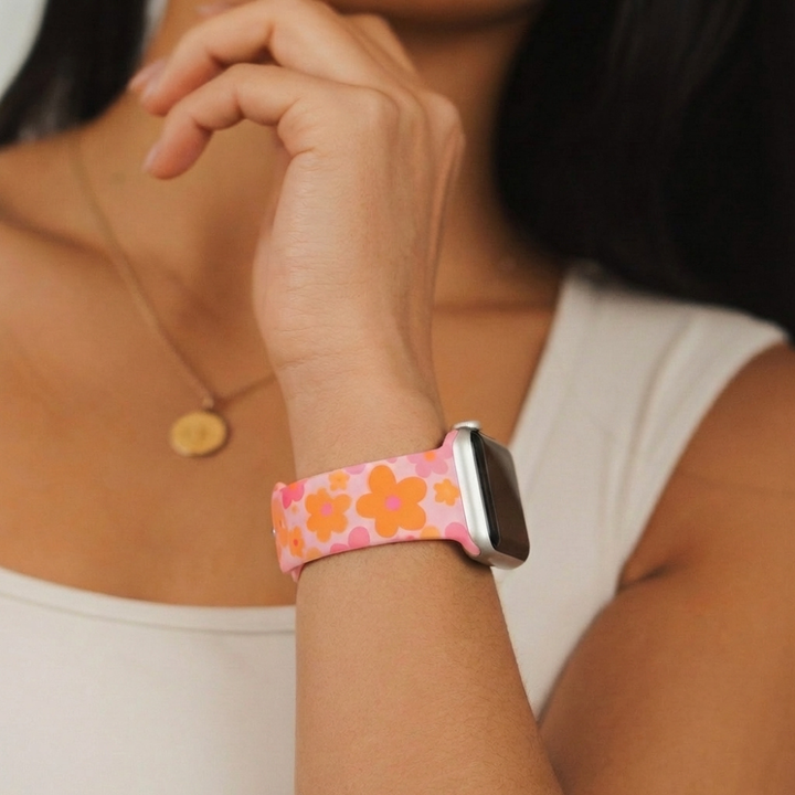 Pink & Orange Bloom Apple Watch Strap