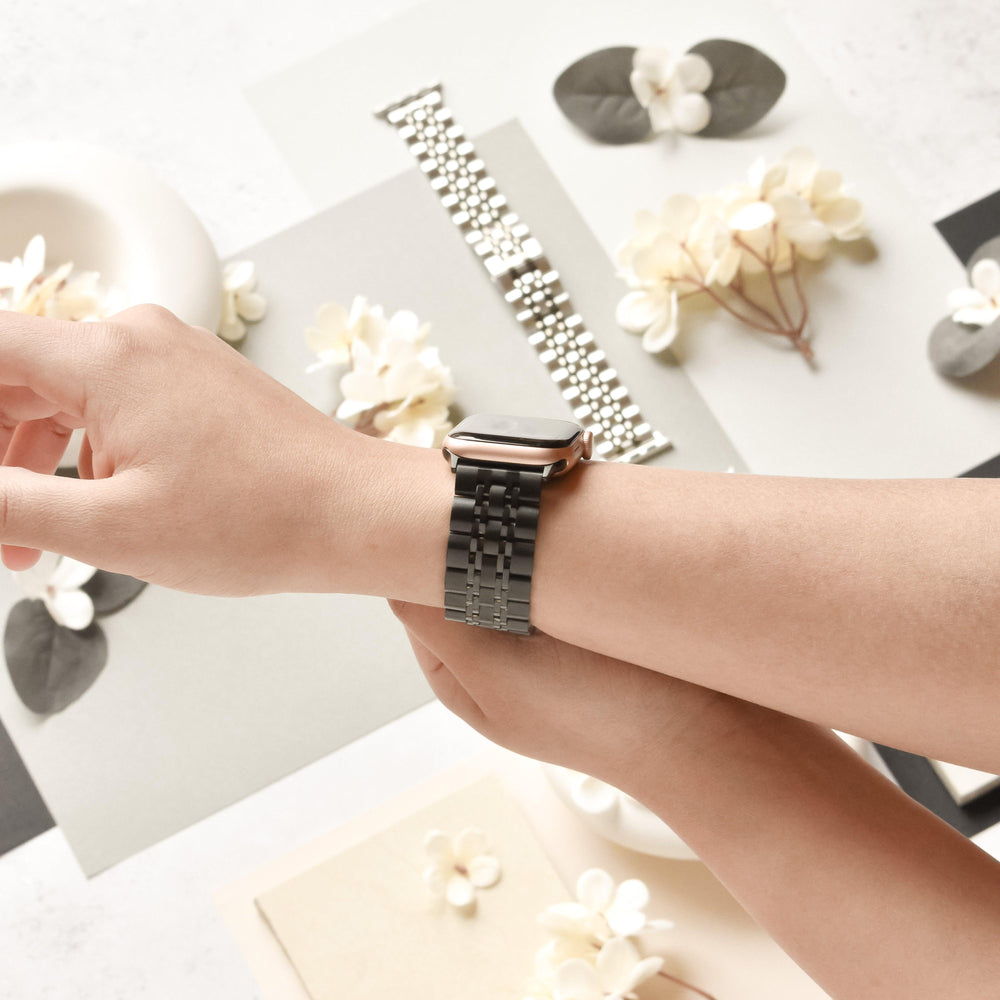 stainless steel apple watch in black