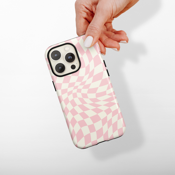 Tough MagSafe® Phone Case - Pink Wavy Checkerboard